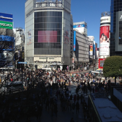 View of Shibuya Crossing from Shibuya Station.